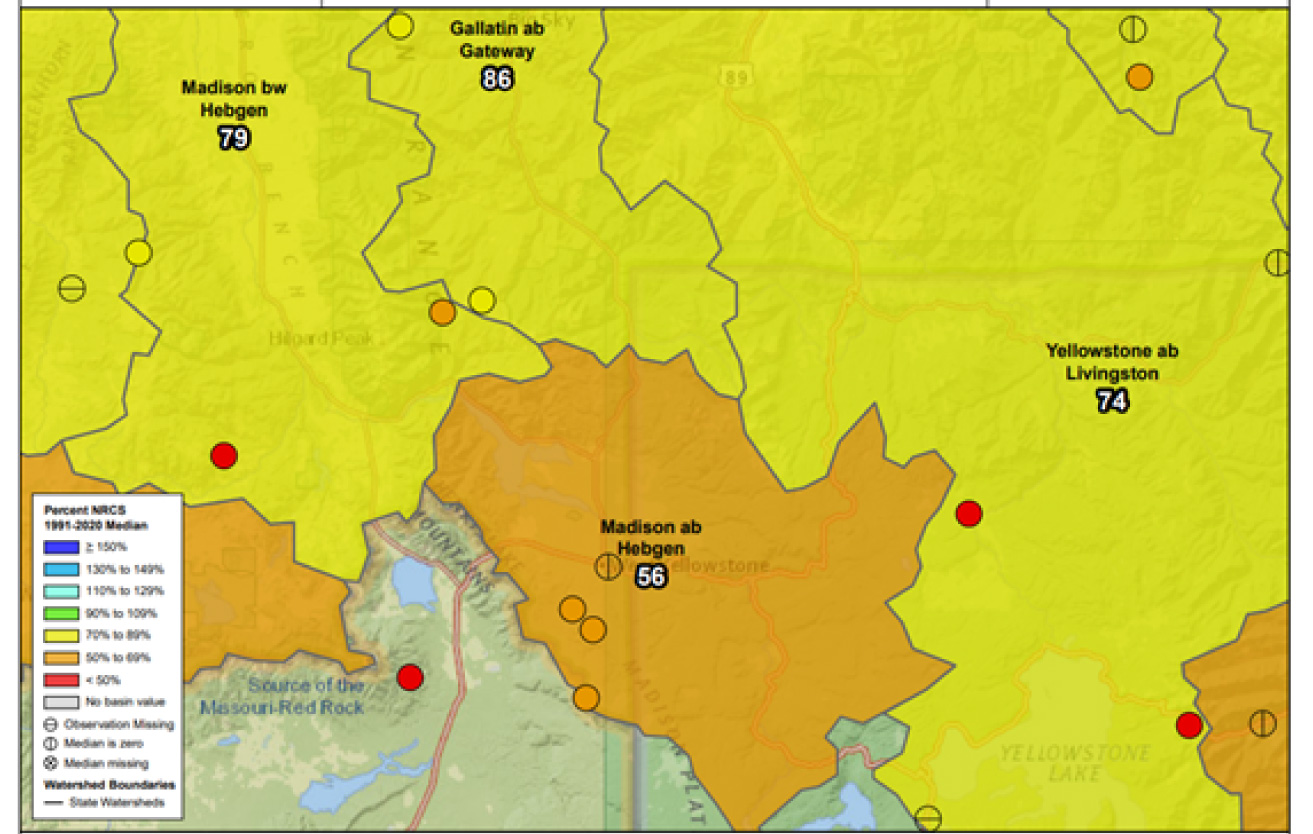 Map showing the snow-water equivalent for May 2025